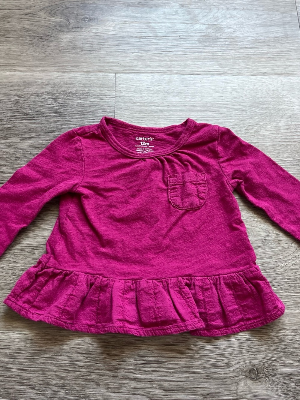 Carter's Long-Sleeve Peplum Top in Bright Fuchsia